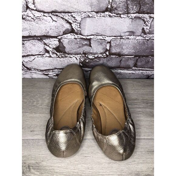 Clarks Artisan Bronze Gold Leather Casual Ballet Flats Shoes Women Sz 8M US/39EU - Picture 5 of 16